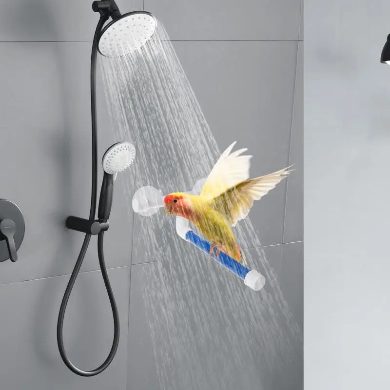 الطيور دش جثم شفط كأس Bied جثم دش حامل لعبة جدار جبل رف قائم قفص الببغاء اكسسوارات حمام اللعب ل #6