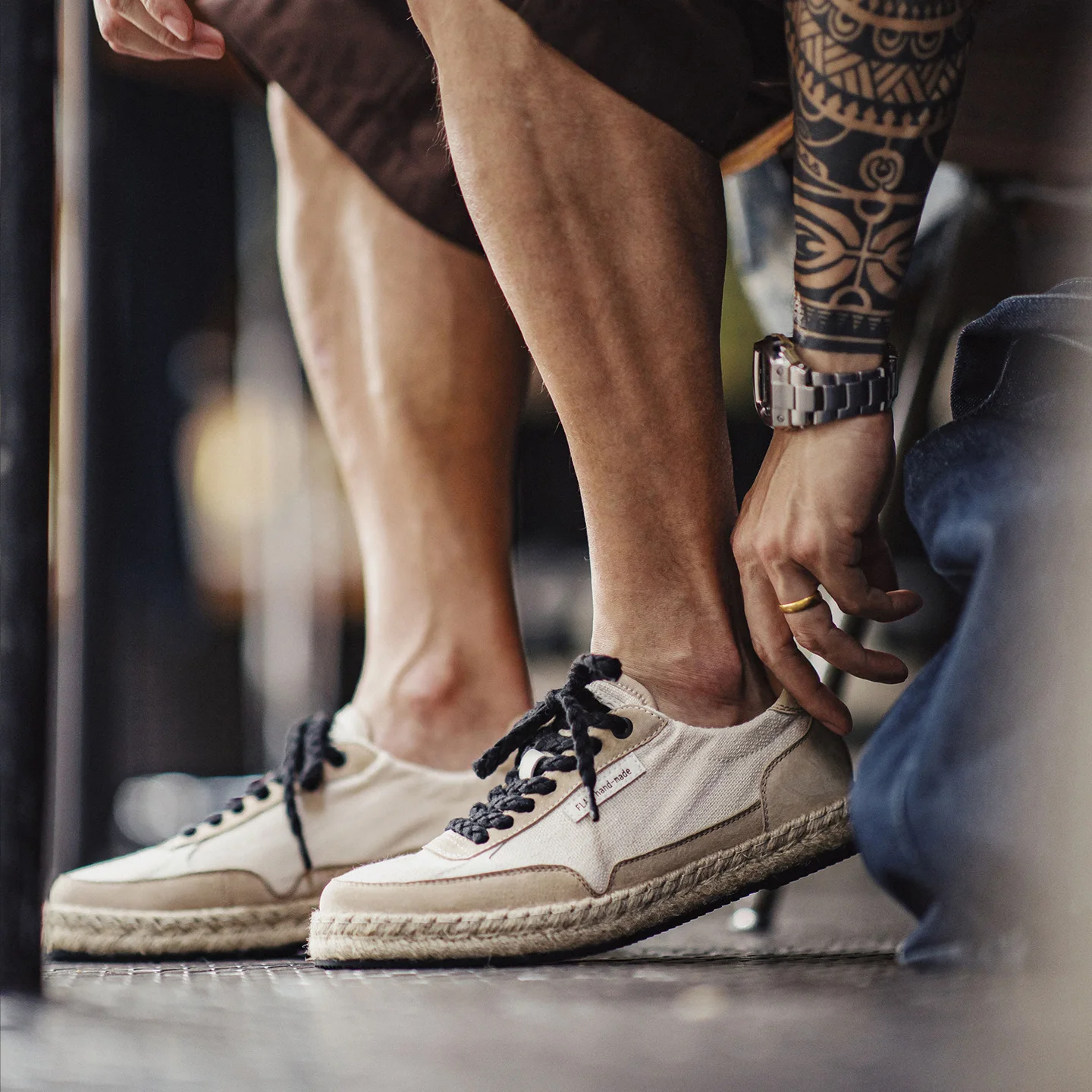 Maden Men's Vintage Breathable Linen Straw Woven Fisherman Shoes Lightweight Retro Walking Shoes for Men Summer Casual Non-Slip