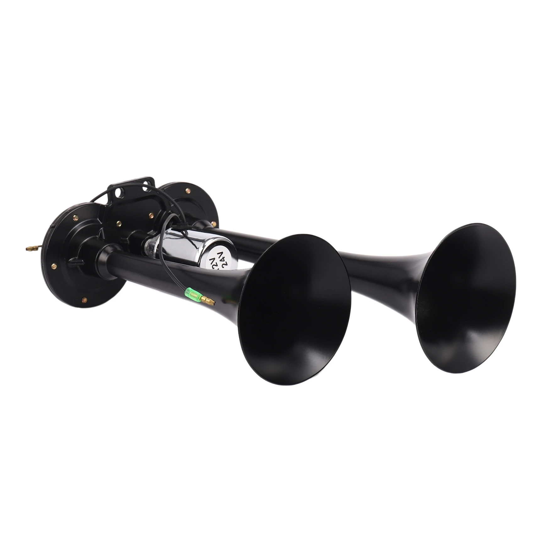 12V/24V 178DB Universal Super Loud Black Dual Trumpet Air Horn for Cars Trucks Boats