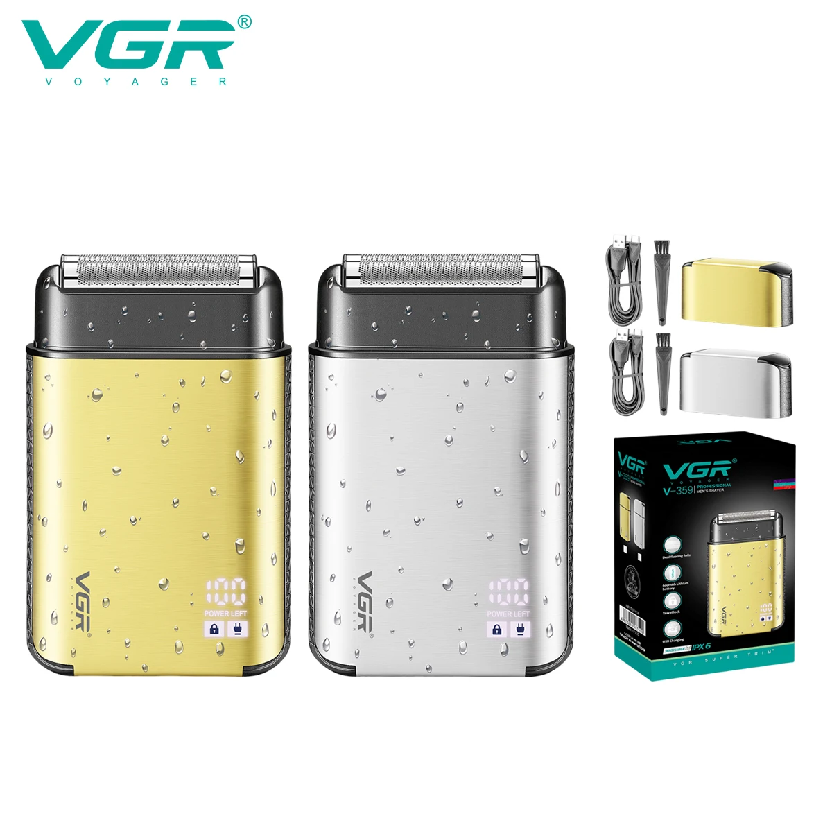 

VGR V-359 новая бритва, профессиональная сабельная головка с лезвием, светодиодный цифровой дисплей, бритва с металлическим корпусом, IPX, водонепроницаемое, удобное бритье