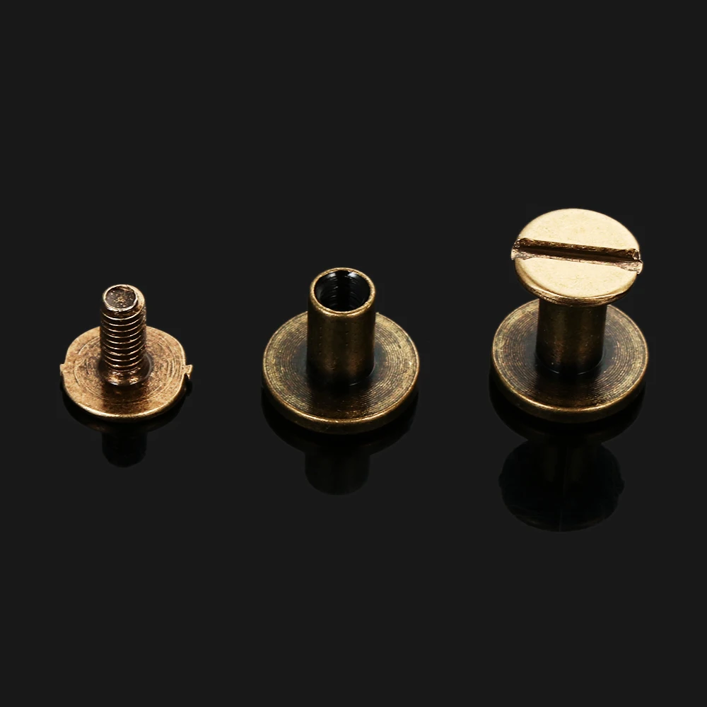 10 szt. 5/6.5/8mm nitów wkręcanych wkrętów do gwoździ z litego śruby z łbem okrągłym skóry DIY na bagaż rękodzieła/torba/buty mosiężny gwóźdź