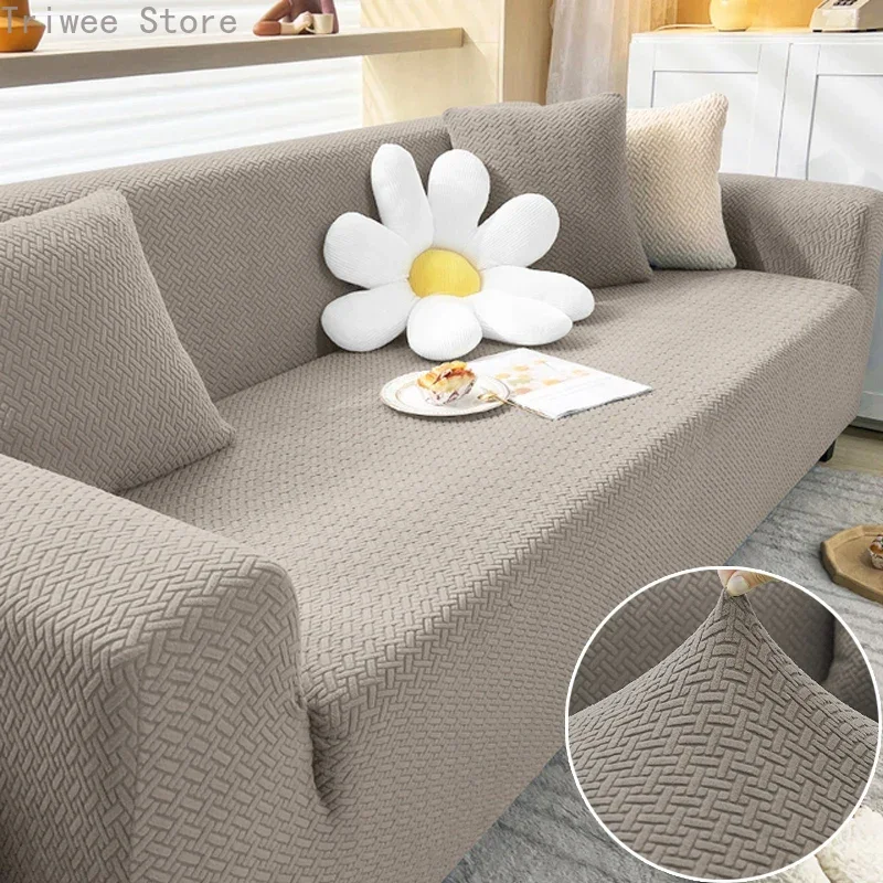 Waterproof Jacquard Sofa Covers 1/2/3/4 Seats Solid Couch Cover L Shaped Sofa Cover Protector Bench Covers