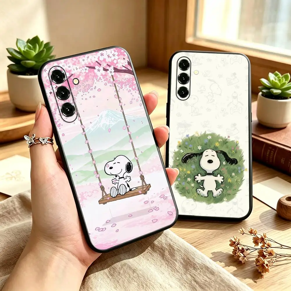 Snoopy Lovely Dog Cartoon Artistic Phone Case For Samsung Galaxy A73,A72,A71,A70,A53,A52,A51,Others Soft Black Cover