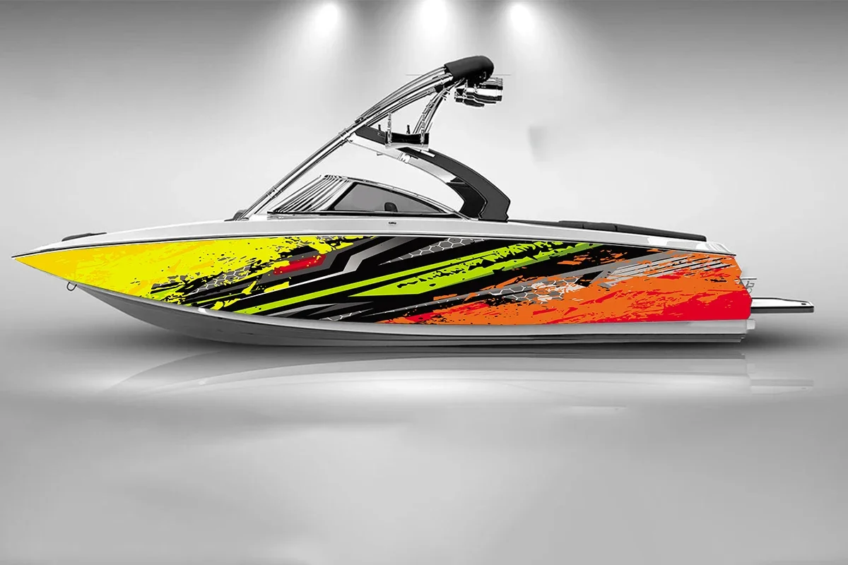 

Color lightning abstract Boat Stickers Self Adhesive Stickers Fashion Custom Sticker Vinyl Waterproof Boat Wrap Sticker Decal