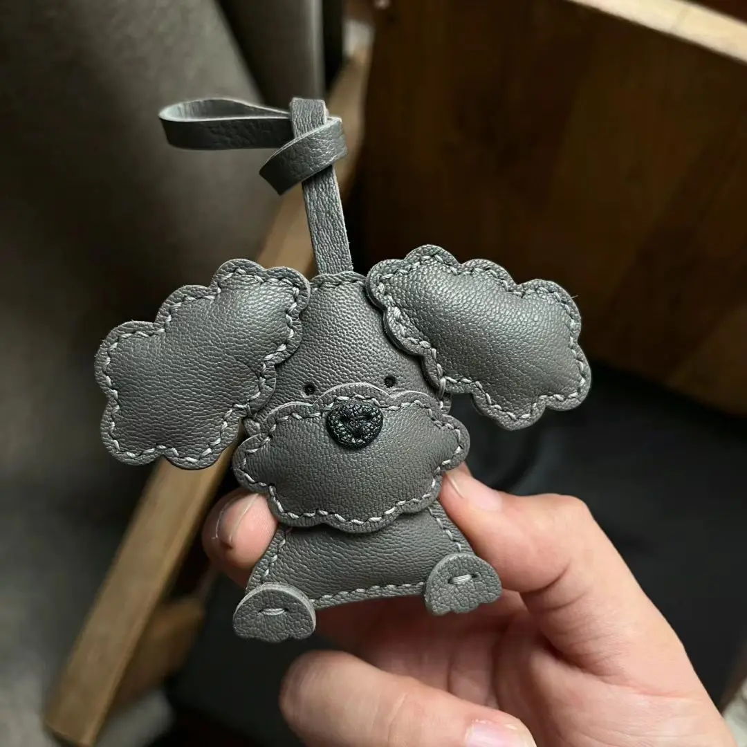 فريدة من نوعها جلد الغنم اليدوية جلد الغنم تيدي الكلب الحدود الكولي حقيبة قلادة المفاتيح حقيبة يد فتاة هدية عيد ميلاد جميل لطيف