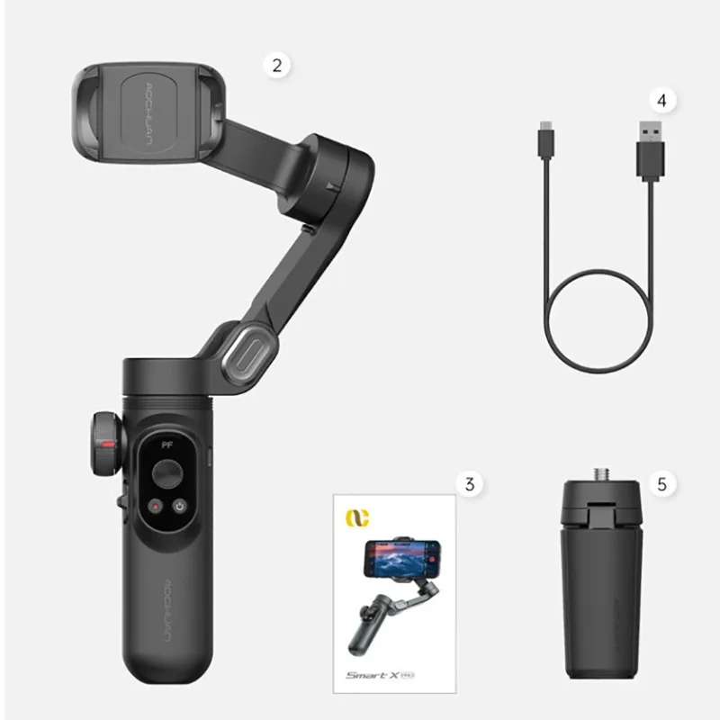 AOCHUAN-estabilizador de mano con luz de relleno, cardán inteligente de 3 ejes, carga inalámbrica para teléfono móvil y iPhone