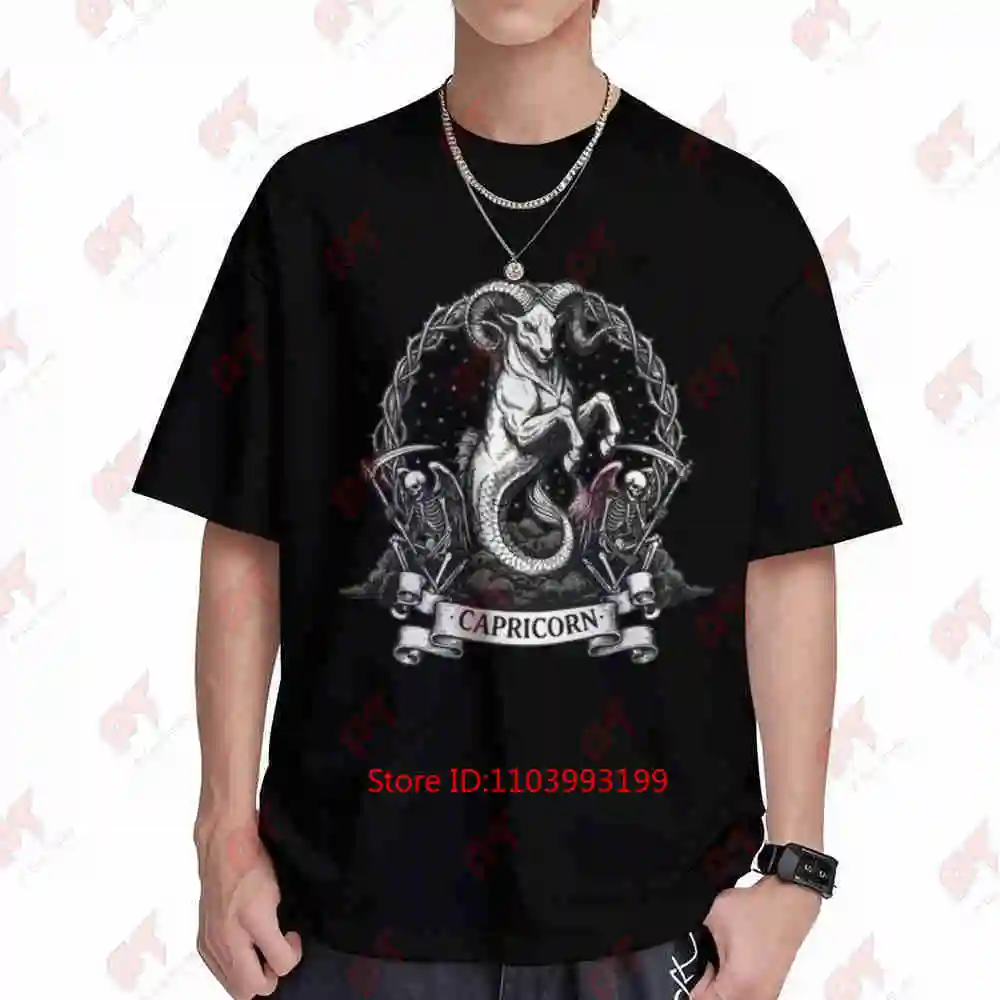 Capricorn Zodiac Gothic Astrology Short Sleeve Tee 100% Cotton T-Shirt