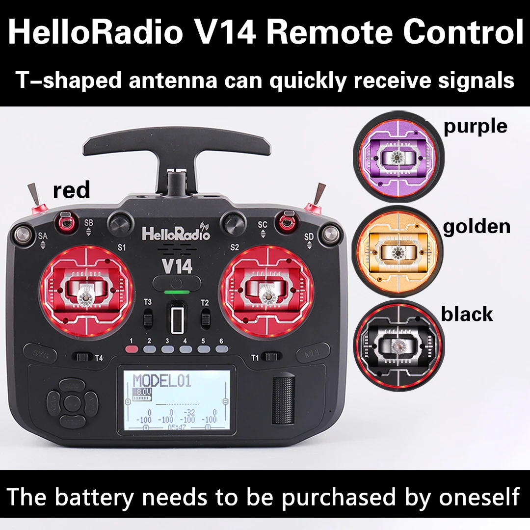 HelloRadio V14 ELRS Left Hand Throttle Remote Control Multi Protocol Open Source FPV High Frequency Head EDGTX Firmware Joystick