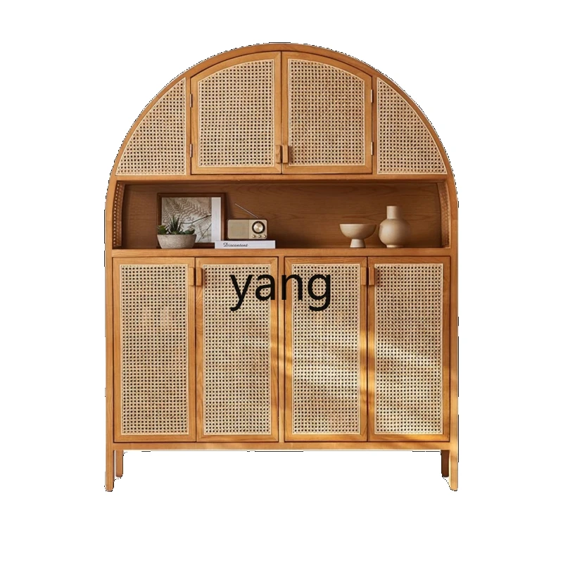 

CX Solid Wood Shoe Cabinet Simple Modern Designer Rattan Hallway Locker