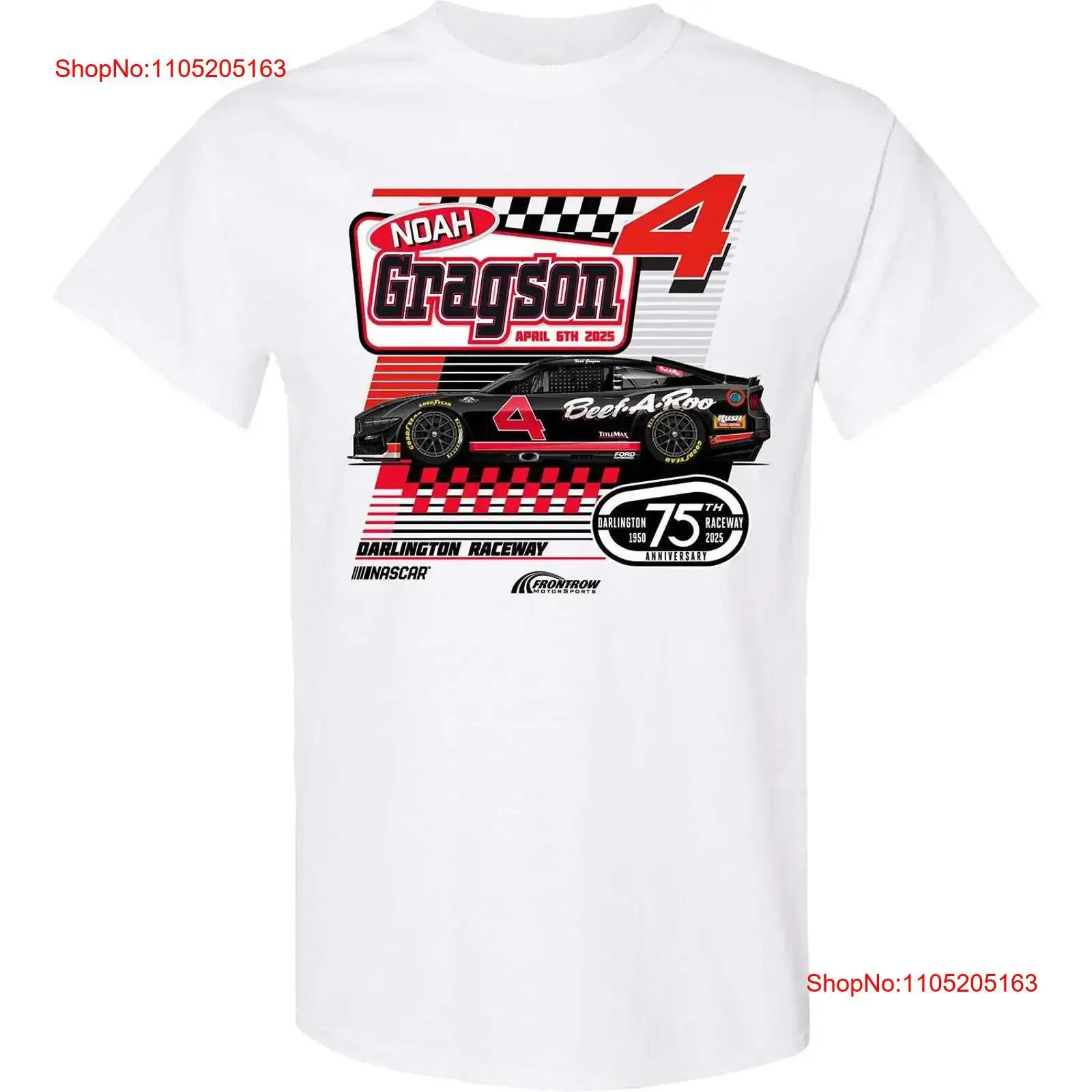 Noah Gragson 2025 Darlington Throwback to Dale Earnhardt Jr Car T Shirt White vintage Washed designer clothes streetwear