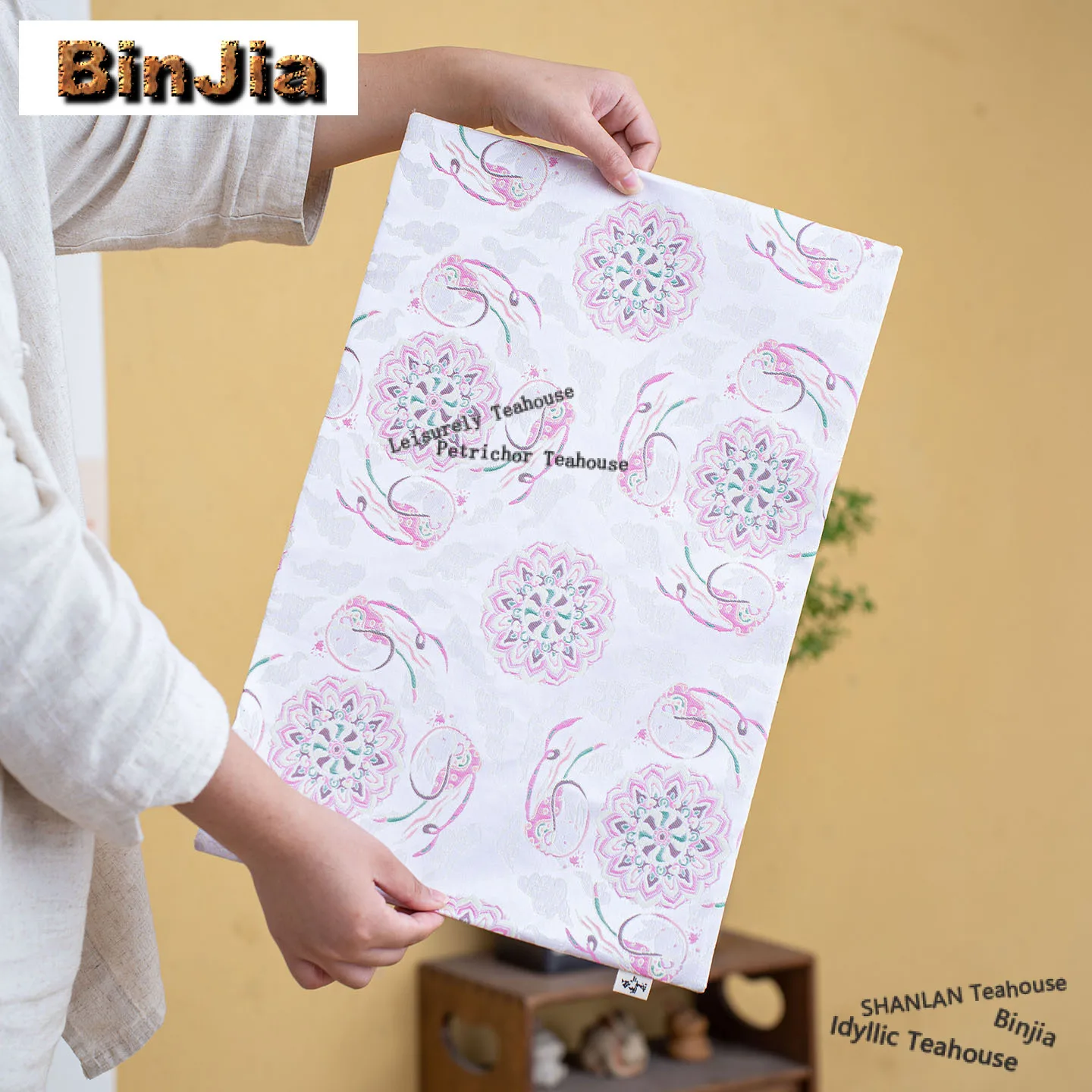 

Жаккардовая вышивка, двухсторонние коврики для чайного стола с облаком и цветком, традиционная подставка для напитков, коврик для обеденного стола, украшение для чайного сервиза