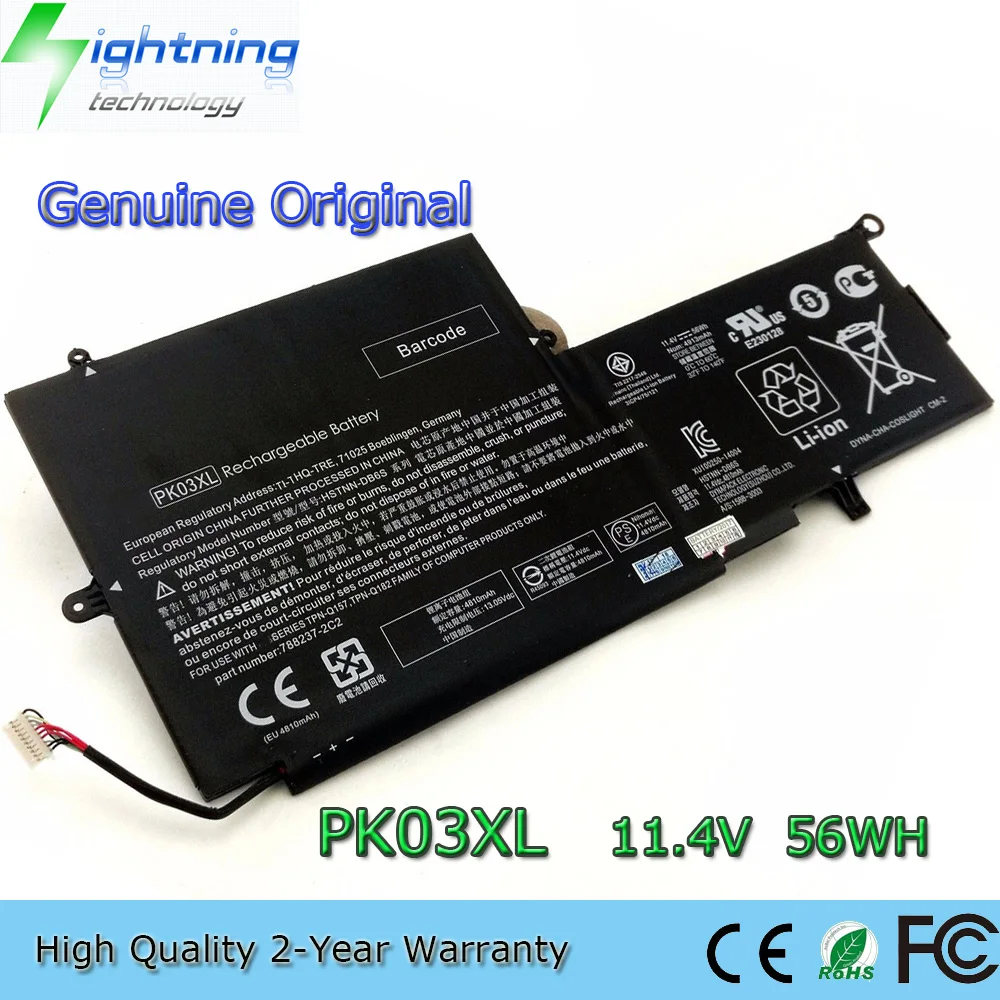 Nova Bateria Original Genuína do Portátil Pk03xl 11.4v 56wh para hp Espectro X360 789116 005 134101dx 13-4102dx 13-410