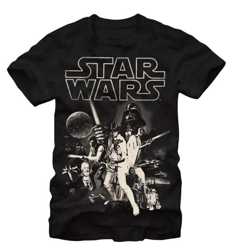 Star Wars Men's and Women's Spring/Summer short-sleeved T-shirt, sci-fi retro casual printed Star Wars logo, daily fan gift