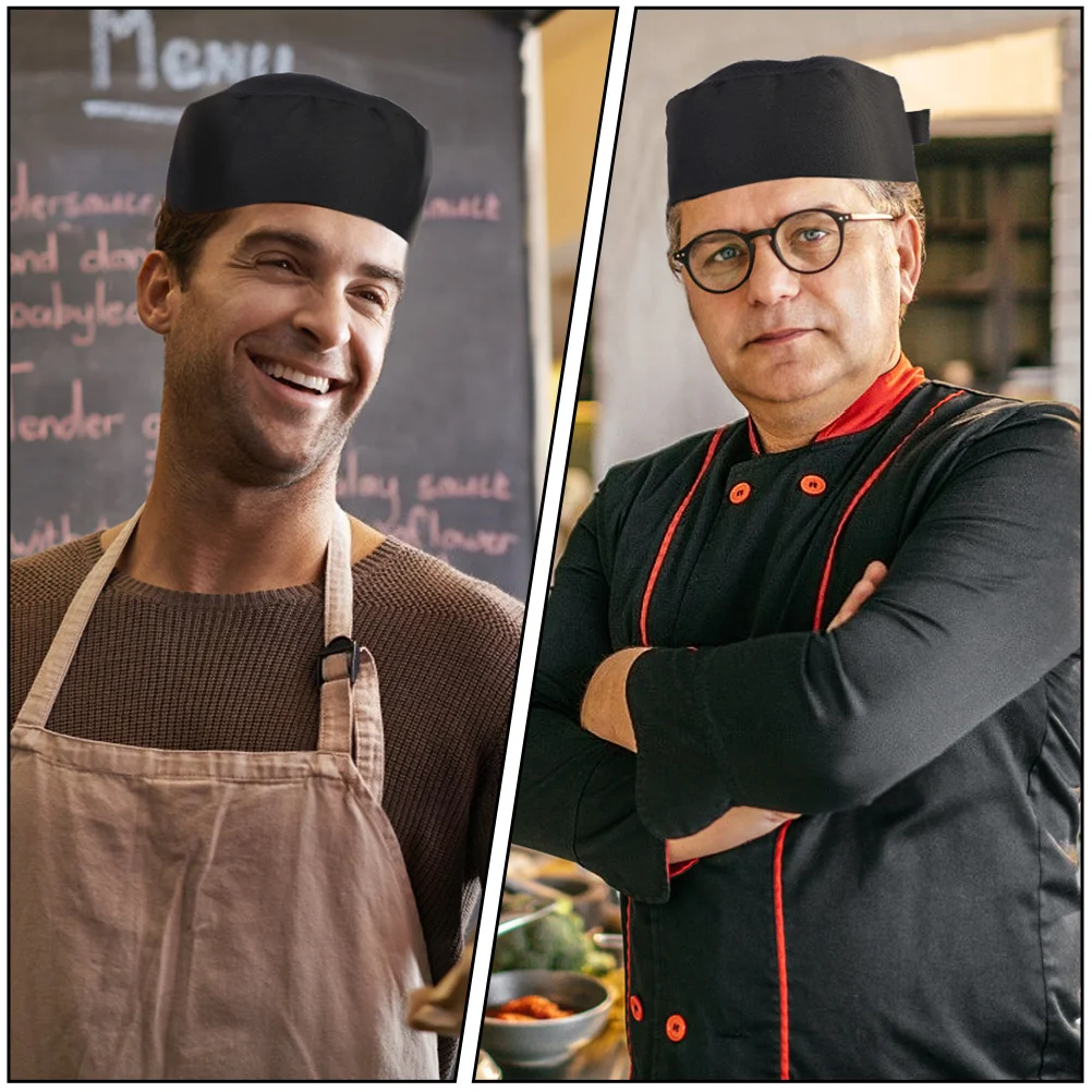 Berretti da cuoco da 2 pezzi, in tessuto di cotone regolabile traspirante, durevoli, adatti per lavorare i chef, ristorazione, scuola, cappellini da cuoco