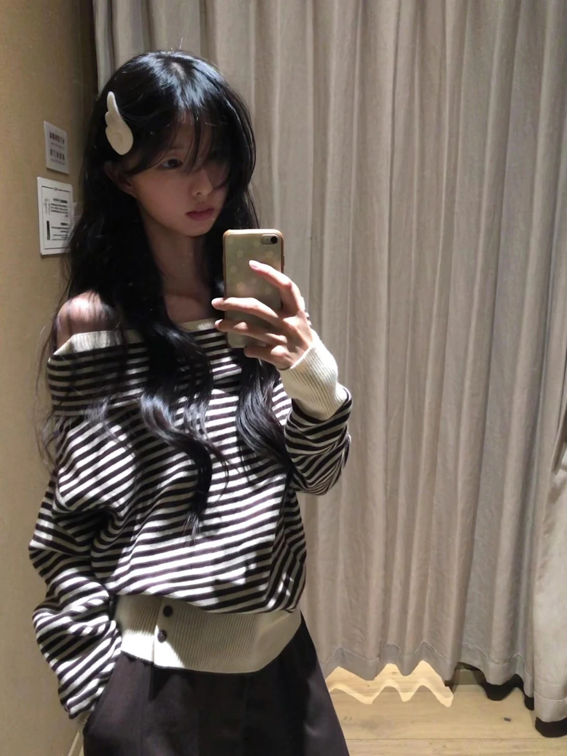 

Корейский свободный трикотаж в полоску на раннюю осень для похудения, женский новый трикотаж с открытыми плечами, топ для поездок на работу