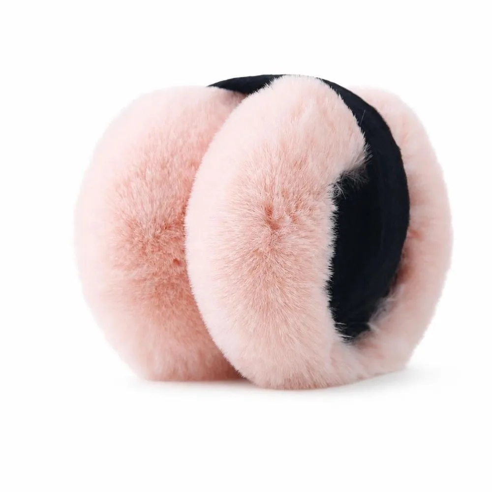 Warm Adjustable Faux Fur Earmuffs Thermal Lining Soft Ear Warmers Foldable Fluffy Ear Covers Winter Outdoor