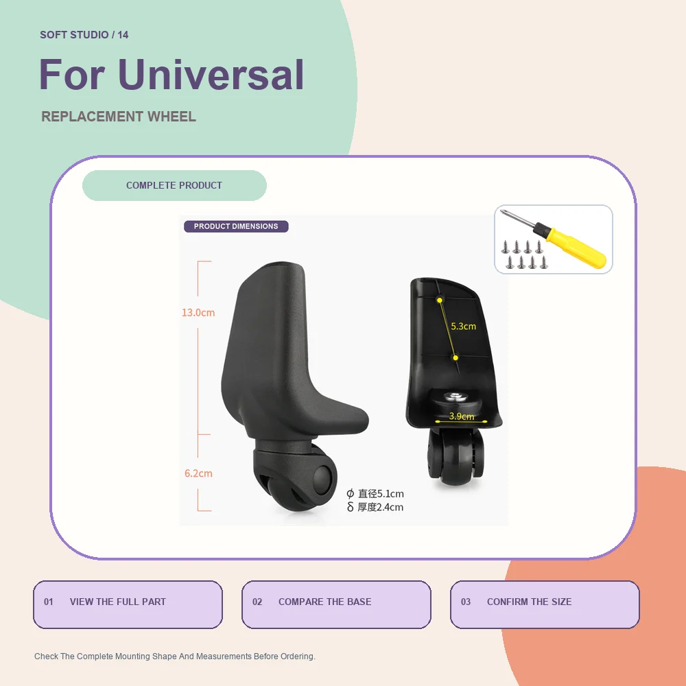 Soft Studio Suitcase Replacement Wheel For Universal Suitcase Silent Suitcase Caster Repair Accessory