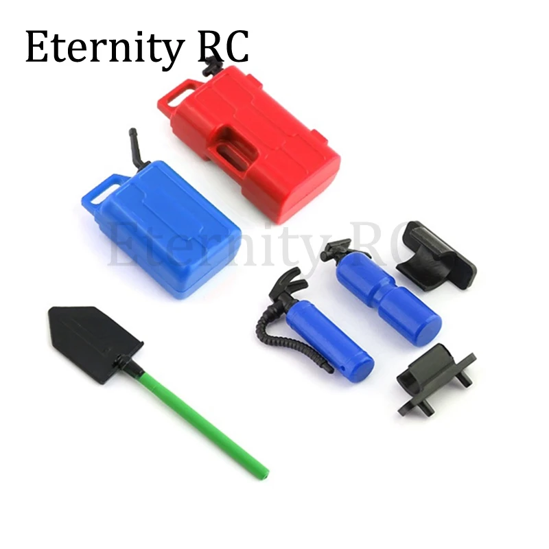 5 Stück Simulation Feuerlöscher Schaufel Kraftstofftank Dekoration für 1/8 1/10 RC Crawler Auto Axial SCX10 TRX4 RC4WD D90 Redcat