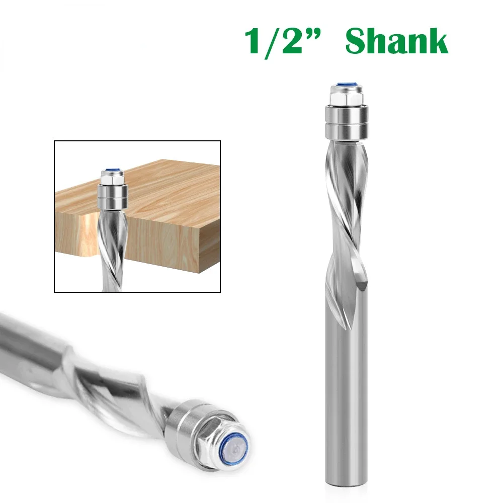 1/2 Shank End Milling Cutter, Hard Alloy Woodworking Milling Cutter, with Bearing Down Milling Cutter