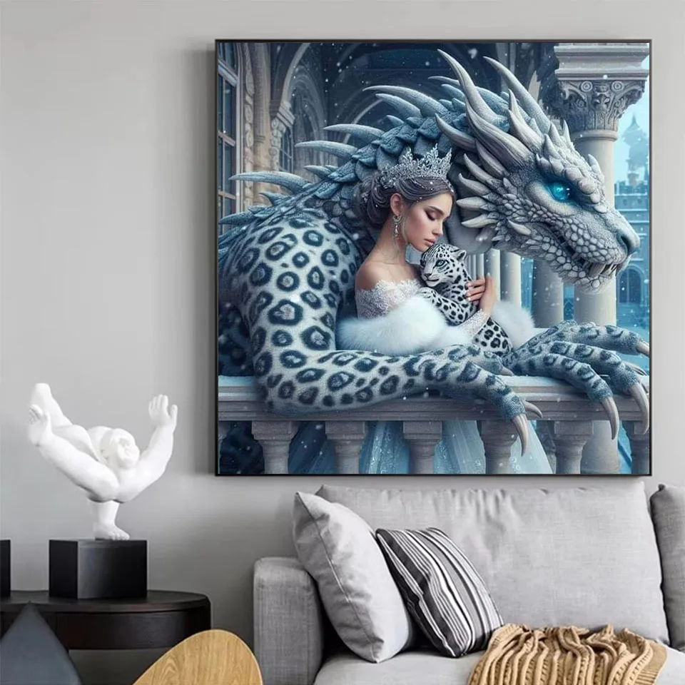 Dragon And Girl DIY Full Diamond Paintings Fantasy Aniamls Cross Stitch Kits New 2025 Mosaic Diamond Embroider Sale home decor