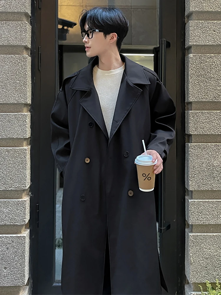 

Мужское длинное пальто на осень-зиму, с двойной застежкой на пуговицах, свободного кроя, большого размера, до колен, молодежное, модное, из полиэфирного волокна