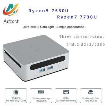 Aittact Ryzen5เอเอ็มดี Ryzen7 7530U 7730U 2000 MHz GPU Windows 10/11 DDR4รองรับแรม64GB WiFi6 NUC ใหม่