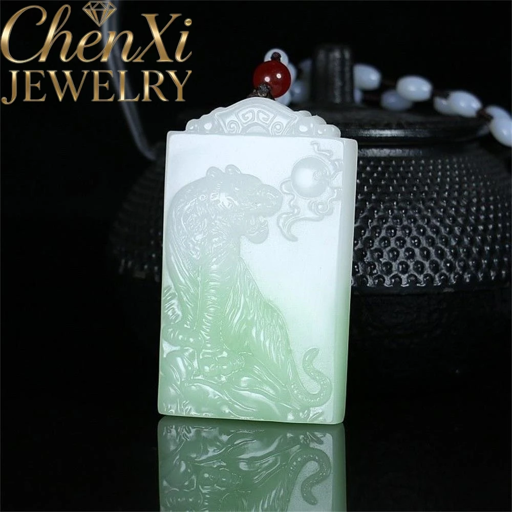 

Natural HeTian Green White Jade Zodiac Tiger Pendant Luxury Quality Fashion Fine Jewelry Exquisite Charms Amulets And Mascots