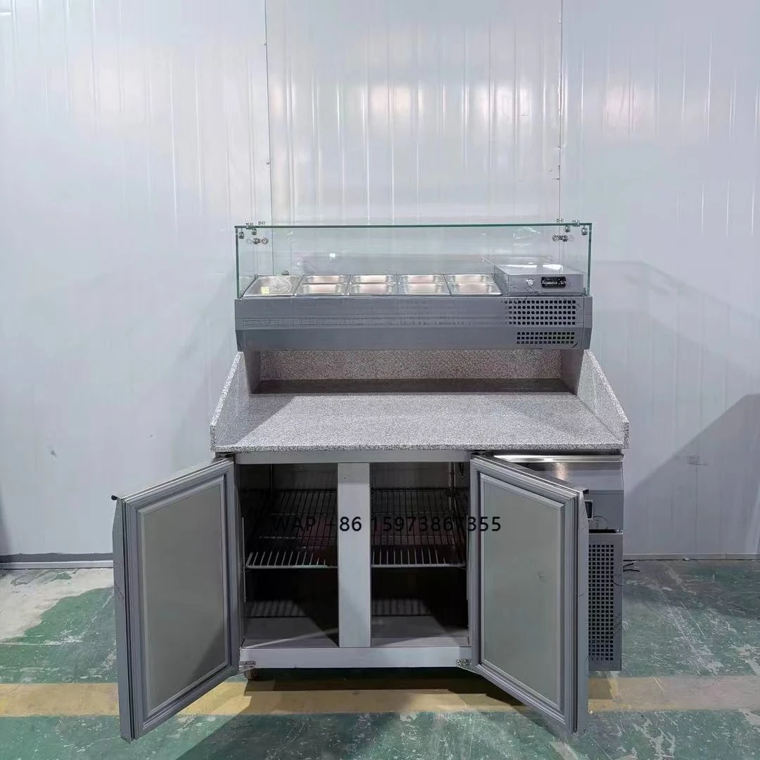 Refrigerated Pizza Sandwich Prep Table Commercial Counter Top Salad Fridge Pastry Sushi Cake Sandwich Display Cooler