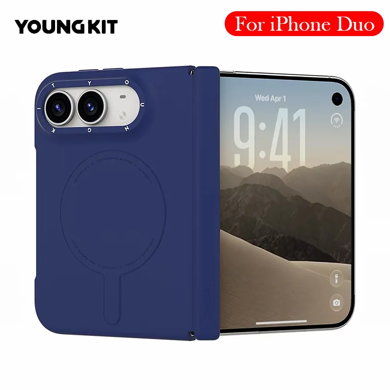 YOUNGKIT Liquid Silicone Case For iPhone Duo Hinge Protection Wireless Charging Back Cover Shell