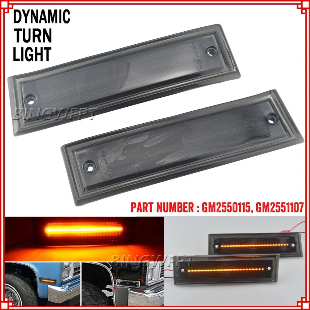 

2PCS For Chevrolet C10 C20 C30 K10 K20 K30 K5 Blazer 1981-1986 LED Dynamic Side Marker Light Repeater Indicator Turn Signal Lamp