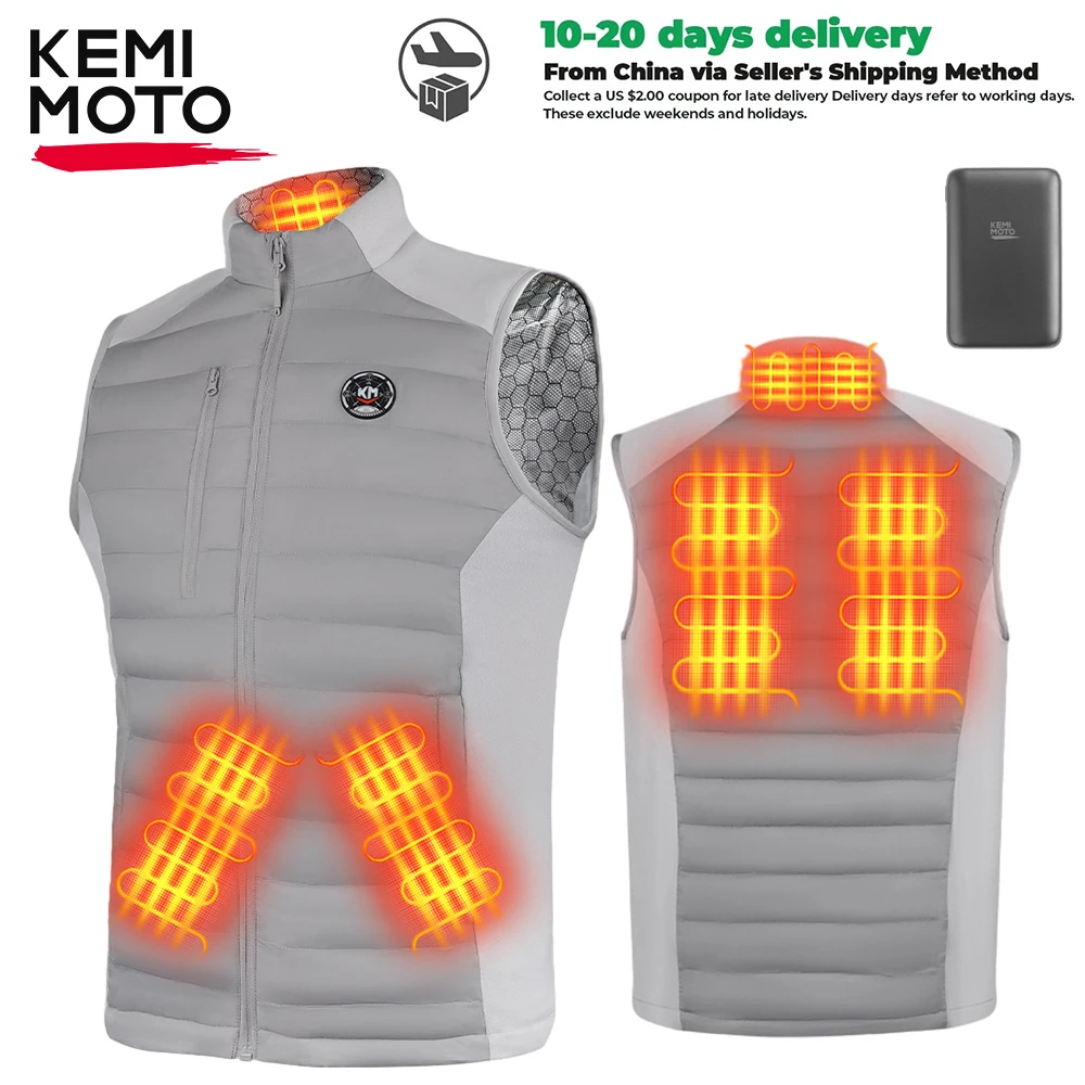 

KEMIMOTO Heated Vest Unisex Electric Heating Winter Warm Hand Warmers Jacket with 10000mAh Power Bank for Outdoor Golf Sports