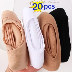 10/20pairs Women Summer Invisible Socks Footsies Shoe Liner Trainer Ballerina Boat Sock Ladies Silica Gel Anti-slip Cotton Socks