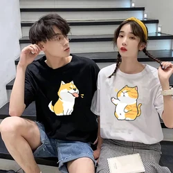 Kawaii Couple Tshirt Summer Cute Cartoon Couple Graphic Tshirts Unisex Casual Oversized T Shirt Clothes Couple Harajuku Y2k Top