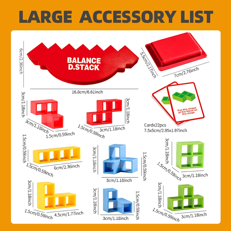 64 pçs tetris equilíbrio empilhamento jogo blocos de construção com cartões diversão família festa jogo noite mesa desafio para crianças adulto