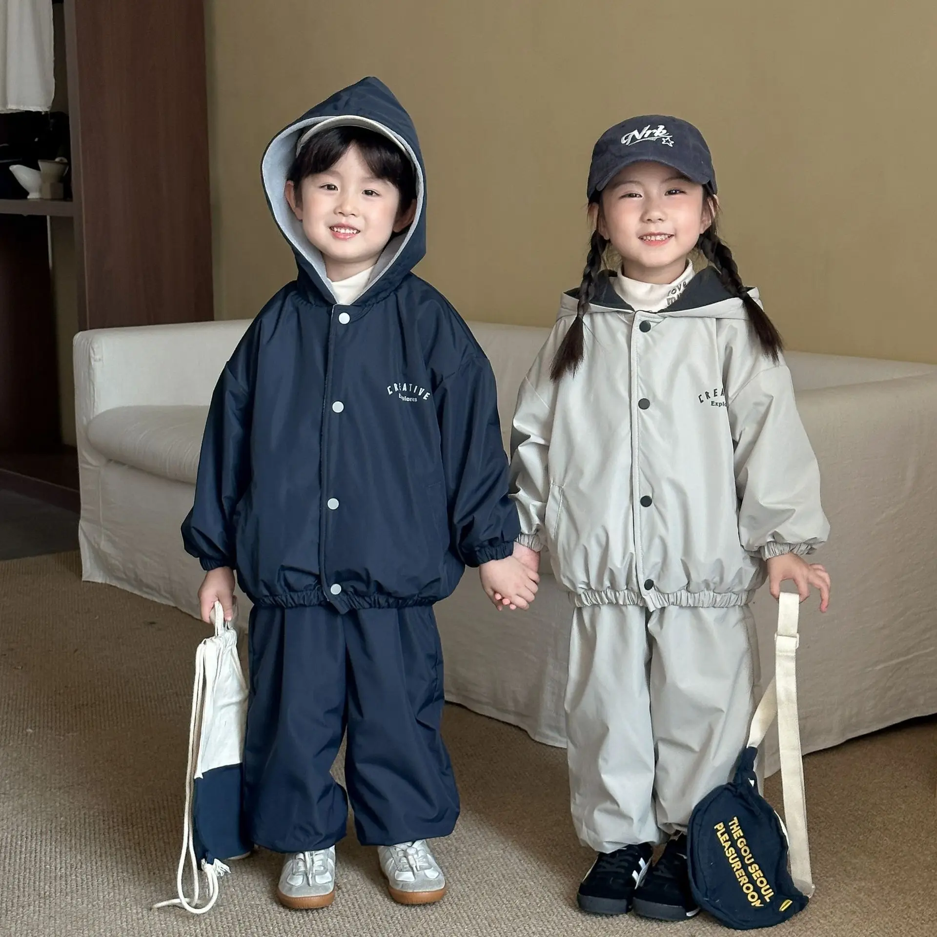 

Kid Baby Girl 2PCS Set 2025 Winter Letter Printed Hooded Thick Warm Toddler Girl Jacket Coat Mid Waist Children Teen Girl Pant