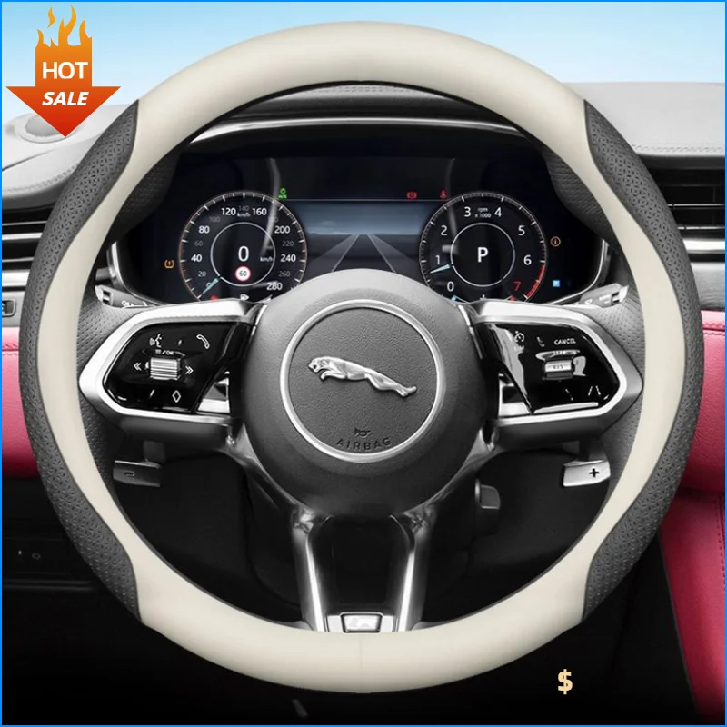 Car Steering Wheel Cover For Jaguar XE XF XJ F-TYPE XK X250 X260 9color Leather Carbon Breathable Anti Slip  Accessories