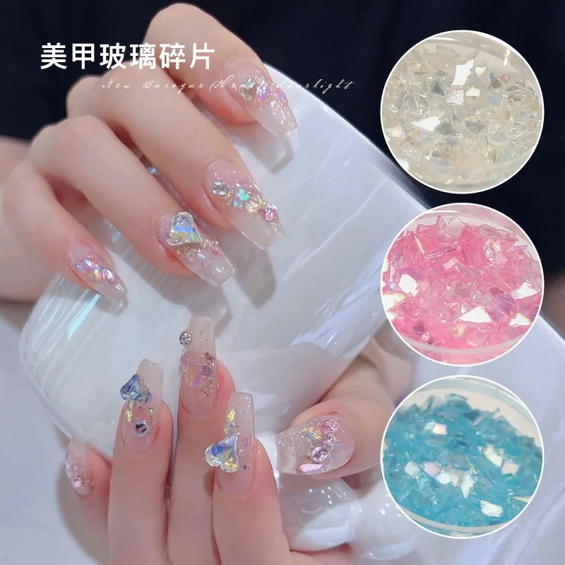 Nieuwe Ijs-Transparant Glas Fragment Nail Art Sieraden, Internet Celebrity Veelzijdige Ins Stijl Driedimensionale Nagelaccessoires