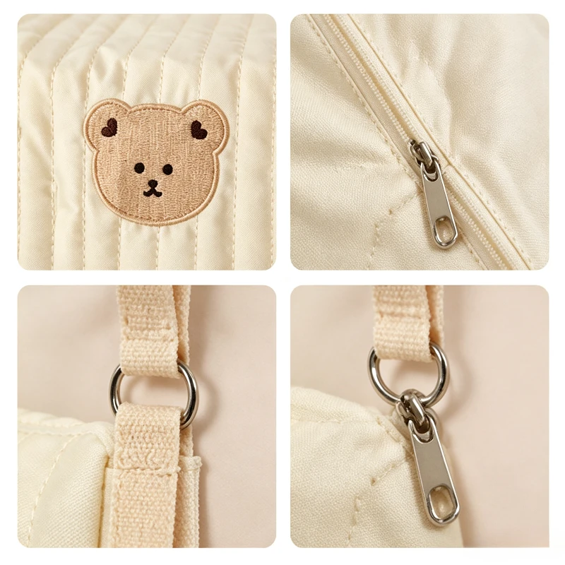 Niedliche Baby-Kinderwagentaschen mit Cartoon-Bären-Motiv, Organizer für Mama, zum Aufhängen von Babyartikeln, multifunktionale Wickeltaschen, Kosmetiktaschen – Detail 6