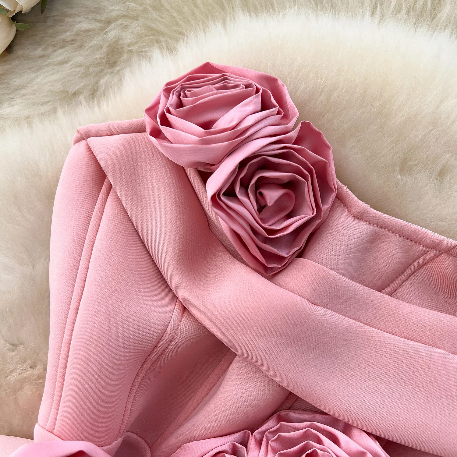 Chic vintage Three-dimensional sleeveless Elegant Fairy korean fashion Boho dress women clothing dress