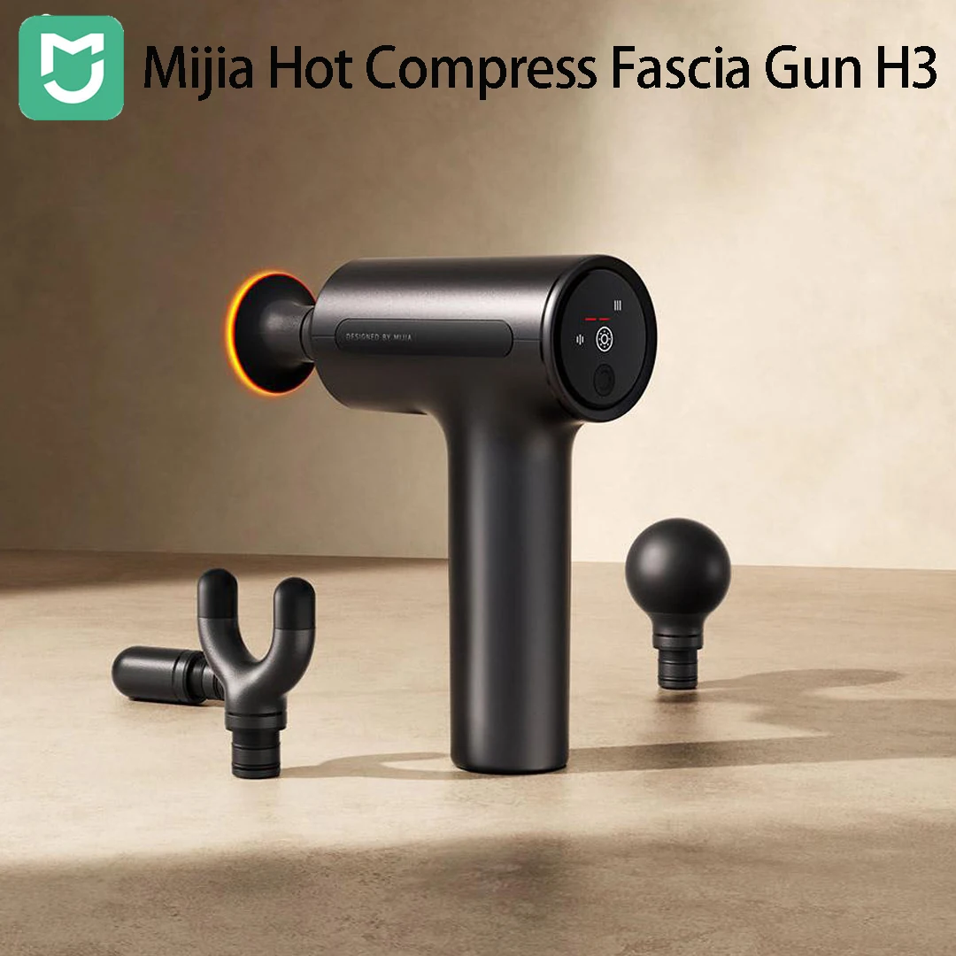 Mijia Hot Compress Fascia Gun H3 5s Rapid Heating 25kg Thrust Smart Control Panel 10mm Deep Relaxation Muscle Massager Type-C