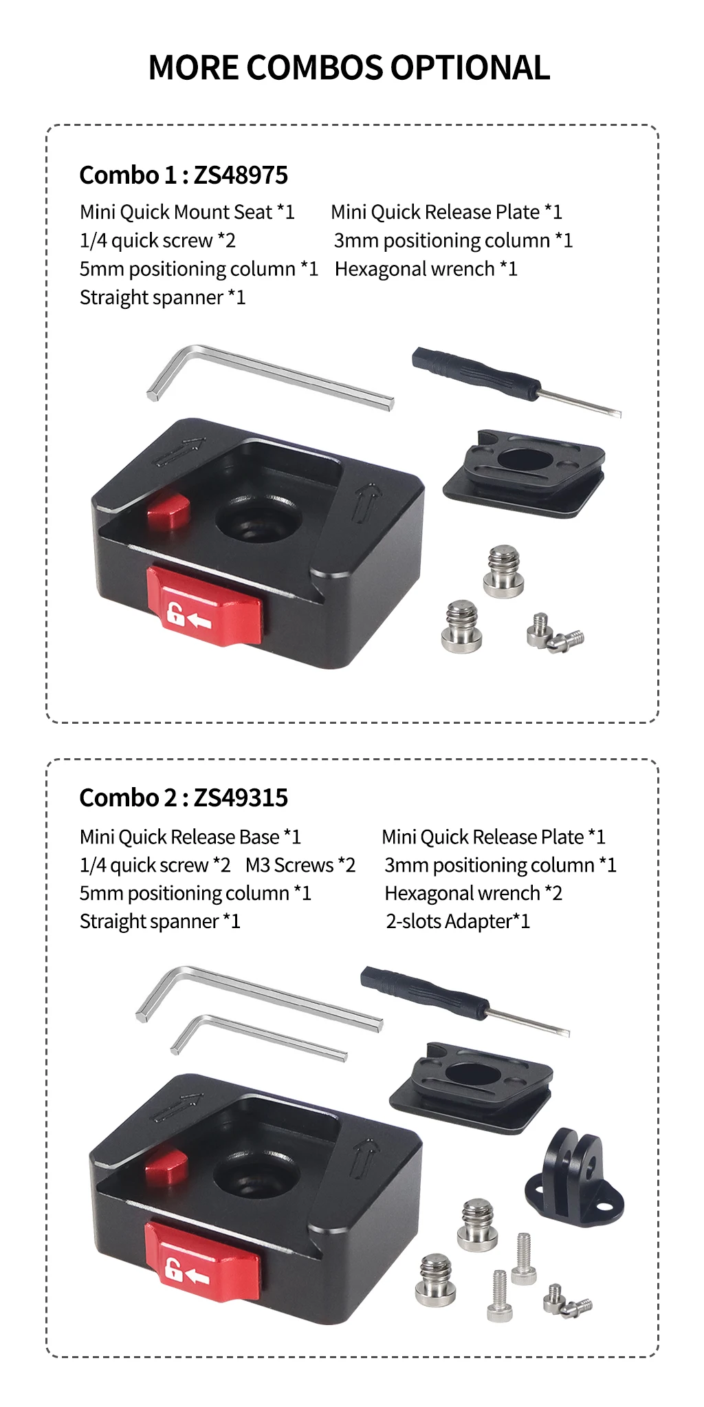 Schnellwechselplatte V-Mount Fast Switch Installationssystem für Gopro Insta360 OSMO 360 Action 5pro DSLR-Kamera Stativ Slide Mount – Detail 11