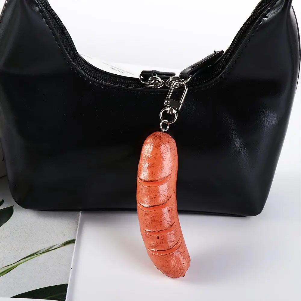 Food Lemon Slice Key Chain PVC Orange Slice Hot-dog Pendant Backpack Charms Korean Style Simulation Food Key Ring Girls