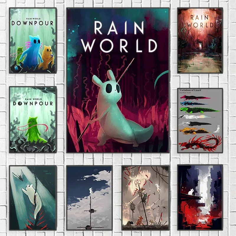 Rain World Video Game Poster Print Action Adventure Games Canvas