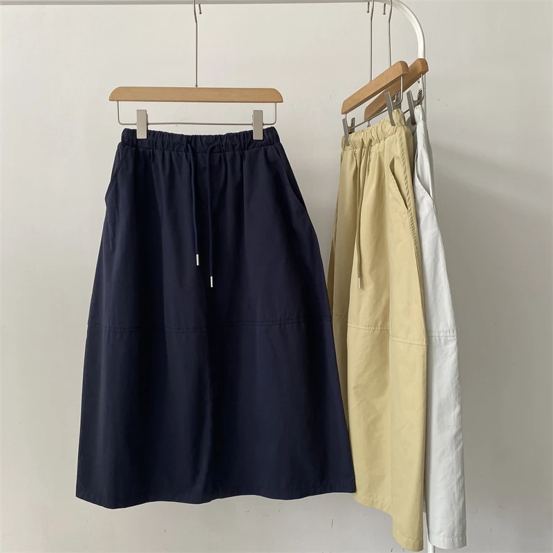 

High Waist A-Line Skirt Women's Casual Versatile Workwear Loose Lazy Summer New Sle Korean Faion f Body Skirt