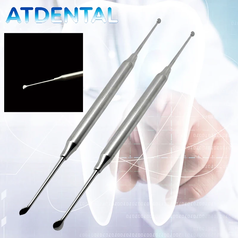 

2pcs Dental Implant Excavator Spoon Oral Care Restorative Cavity Tool Stainless Steel 195mm Bone Curette