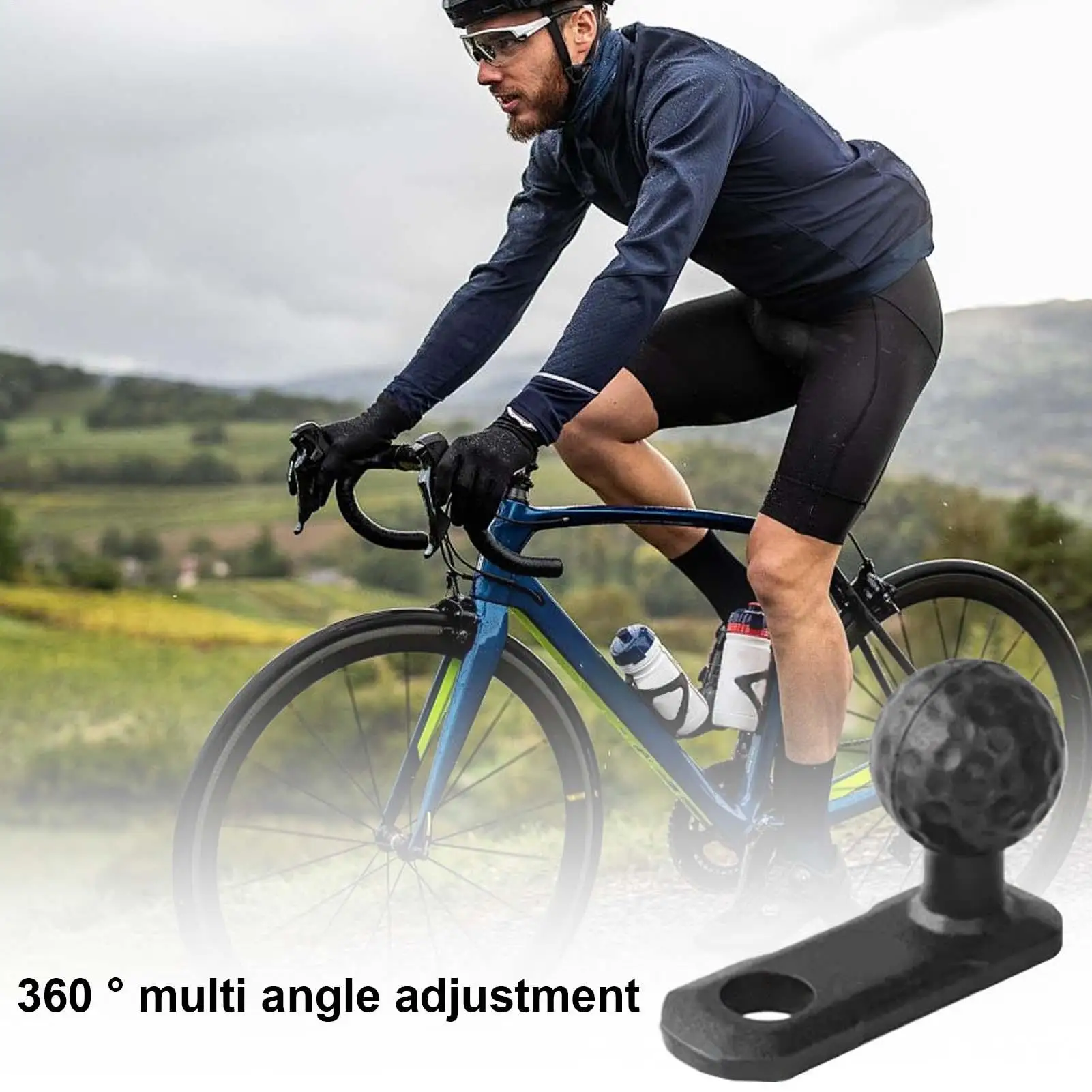 Angled Bolt Head Ram Mount Support Base with 1 Inch 25mm Ball Adapter for Motocycle Rearview Mirror Bracket ﻿