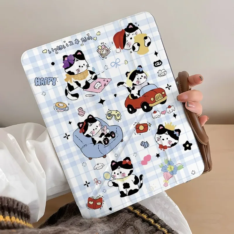 Cute Cat Daily 3+Y-Shaped Folding Cover for IPad Air 3 Case IPad 10th Gen Air 5th 4th 10.9 Pro 11 2nd 3rd 4th IPad 10.2 7/8/9th