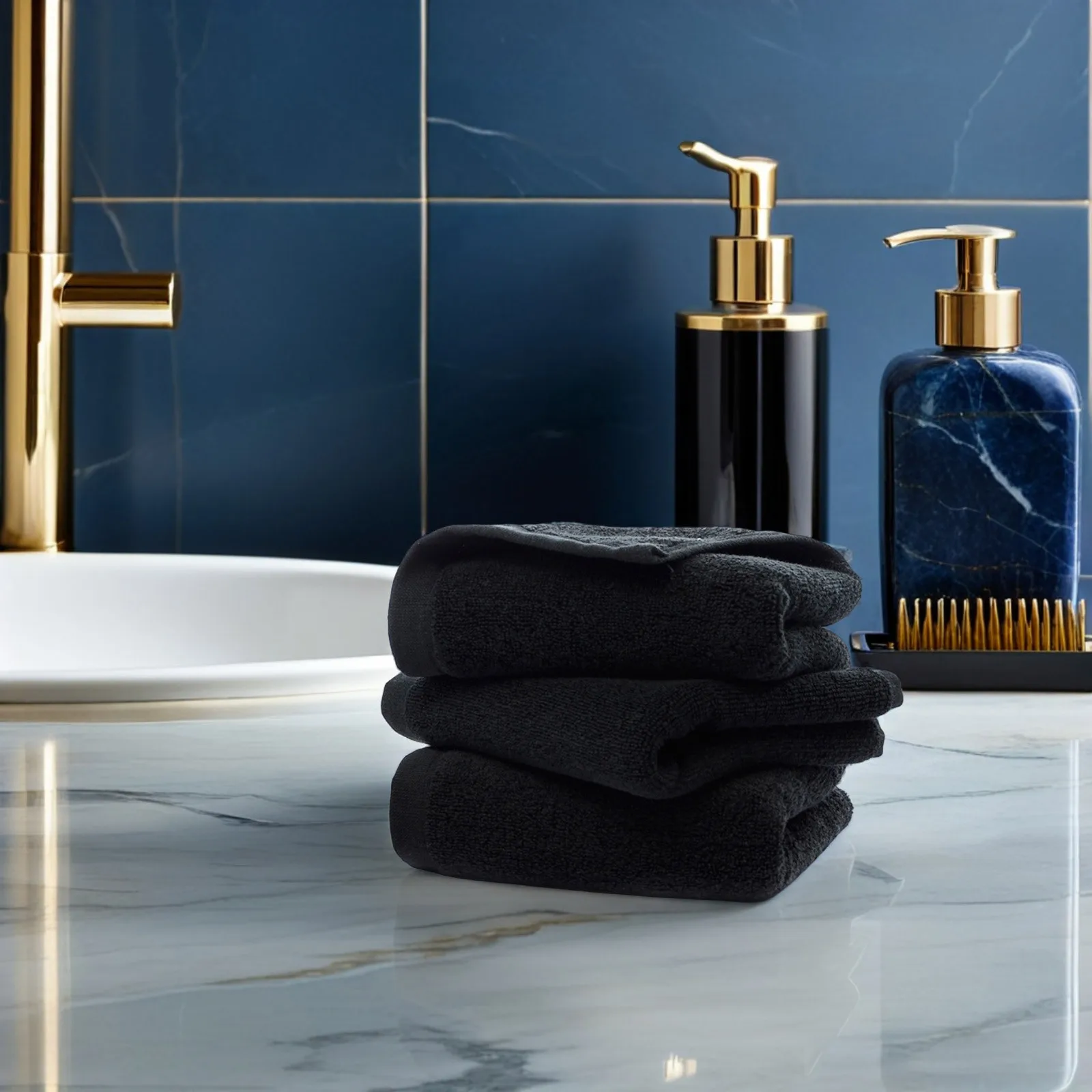 

Black Hand Towel 35X75Cm Extra Large Pure Cotton Woven Face Towel Soft Absorbent Quick Dry For Hotel Home Gift