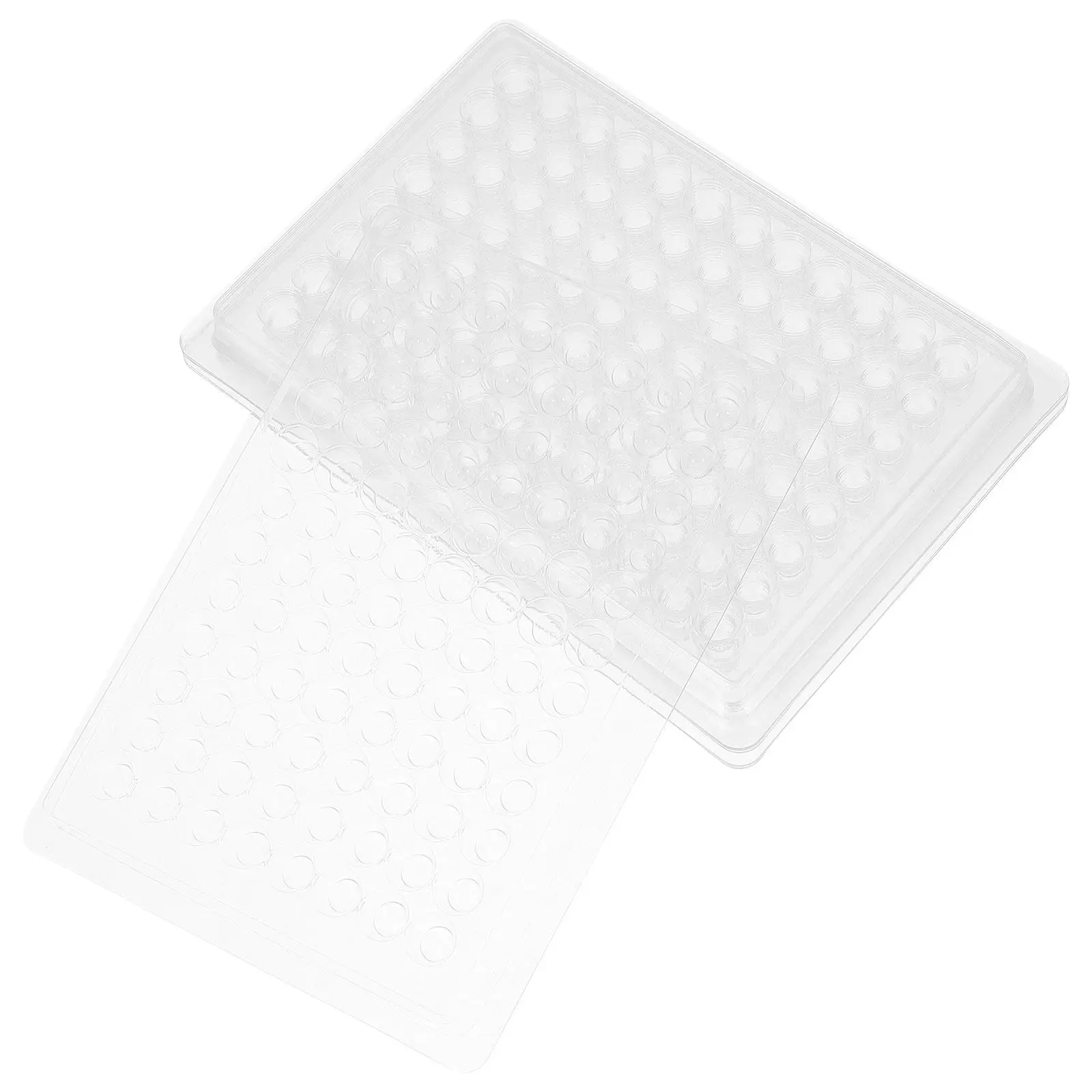 10Pcs 96-Well Cell Culture Tray Plastic Reaction Plate for Laboratory Tissue Culture Experiments and Sample Handling