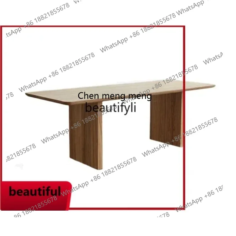 

X new Japanese-Style Solid Wood Dining Table Rectangular Long Table Whole Board Desk White Wax Wood Log Large Board Table
